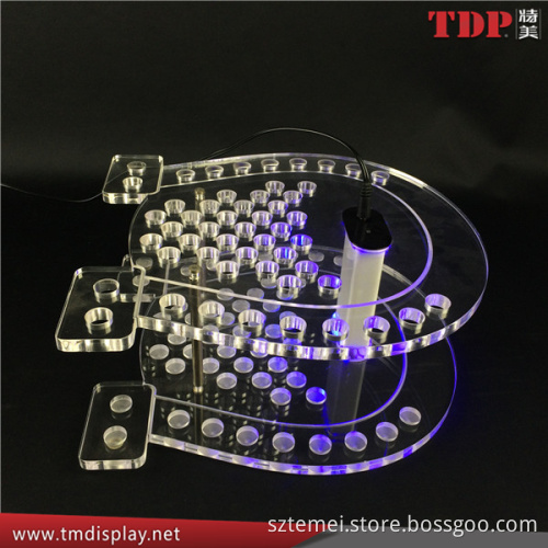 RGB LED lighting clear acrylic test tube shots rack for bar serving tray